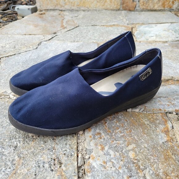 Anne Klein Sport Navy Blue Slip On Comfort Shoes Wedge Heels Rubber Sole Size 9 - Picture 12 of 12